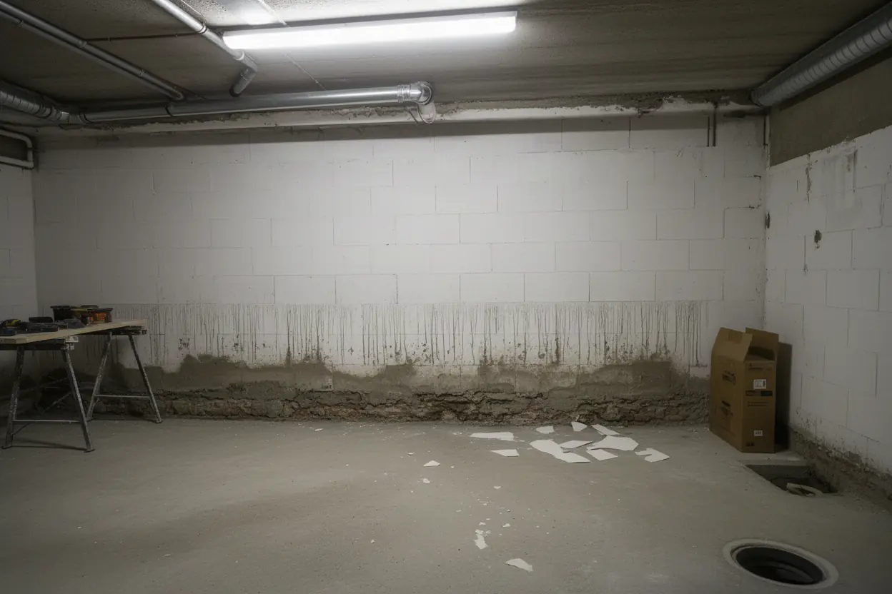 Mur de sous-sol dégradé par l'humidité à Portet-sur-Garonne