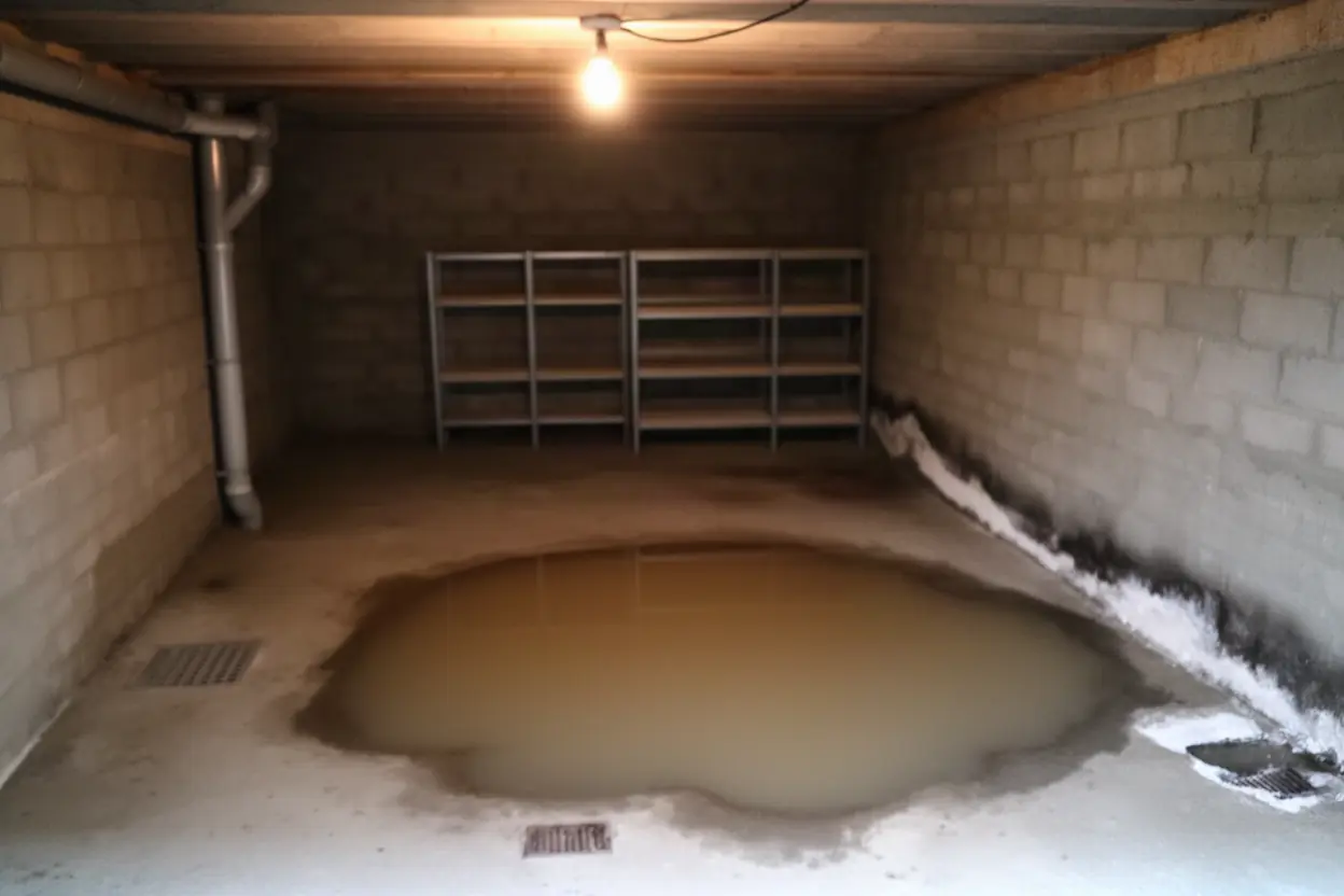 Flaques d'eau dans une cave à Ramonville-Saint-Agne