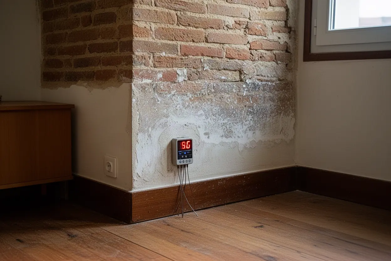 Mesure d'hygrométrie sur un mur humide à Balma avant diagnostic